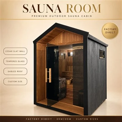 Casa de sauna externa de madeira com isolamento premium para o ano todo